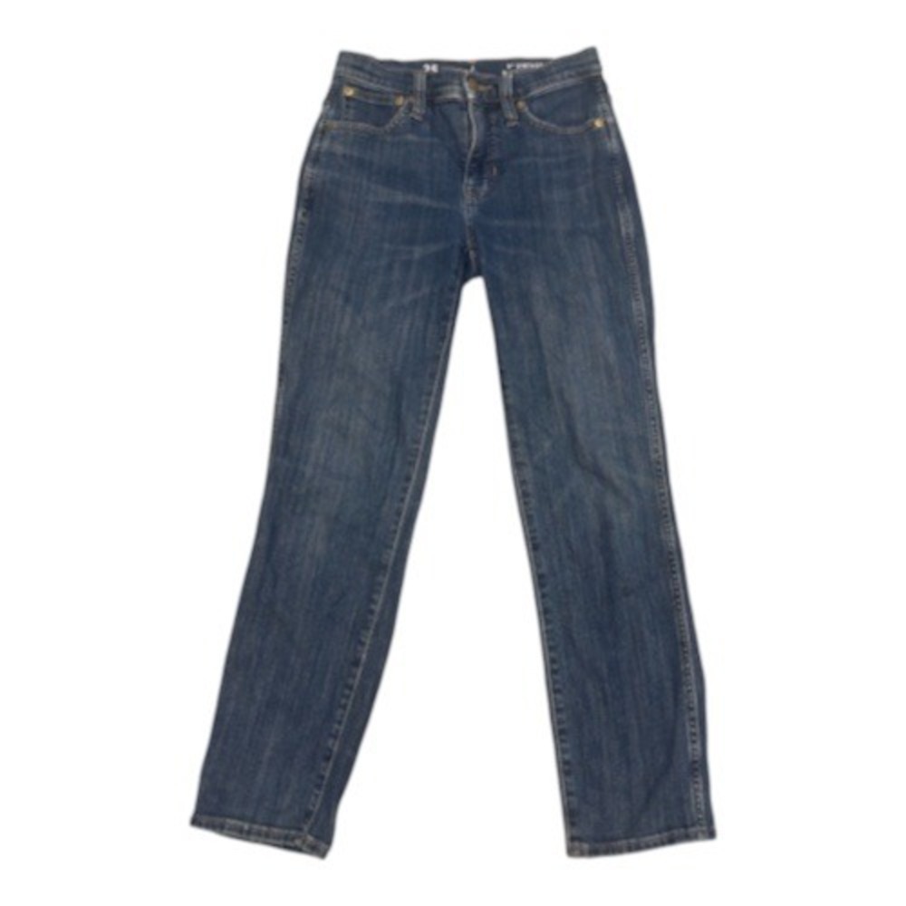 J.Crew 9 Inch Vintage Slim Straight Jeans Medium Wash Blue Size 25 High Rise